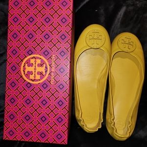 Soft Buttery Leather Yellow Tory Burch Ballet Flats
